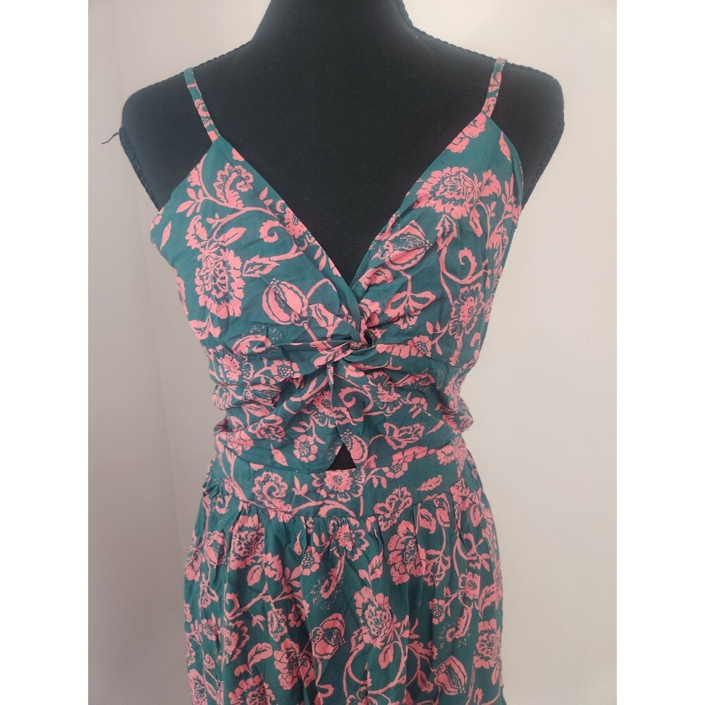 NWT CUPSHE Green Floral Mini Beach Dress Twisted V-Neck Cutout Cami Straps - XL - Picture 6 of 9